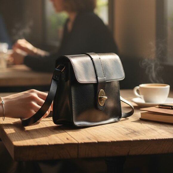 Kelsi Dagger Black Crossbody with Gold Clasp - Picture 2 of 16